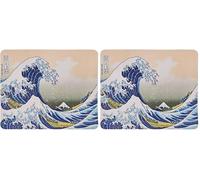 TRIXES -Desktop Computer Mouse Mat - The Great Wave of Kanagawa - Art Hokusai Design 8.5" x 7" - Non-Slip Rubber Base - Suitable for Laser and Optical Mouse (Pack of 2)