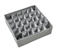 TRIXES Drawer Organisers Dividers - 30 Cell Storage Box for Socks, Underwear, Ties, Handkerchiefs - Wardrobe Organiser Foldable Collapsible Space Saving Closet Tidy - Grey