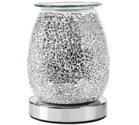 TRIXES Electric Wax Burner - Crackled Mirror Effect Finish - Aromatherapy Essential Oil Diffuser, Silver - Wax Melts for Relaxation and Ambient Light - Decorative Gifts for the Home