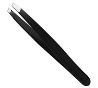 TRIXES Eyebrow Tweezers - Slanted Tip for Precision Hair Removal | 10cm Tweezers - Handbag and Makeup Bag Essential - Polished Silver Tips to Improved Accuracy - 25-Degree Angle