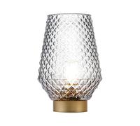 TRIXES Faceted Glass Battery Powered Lamp - Cordless Indoor Light | Stylish Home Décor Lamp for Bedroom & Living Room - Portable Indoor & Outdoor Lighting