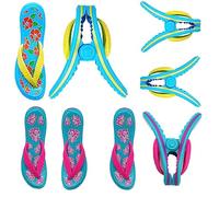 TRIXES Flip Flop Towel Pegs, 8-Pack Floral - Travel Clip, Sun Lounger | For Beach, Garden, Pool, Sun Bed & Deck Chair - Laundry, Quilt & Clothes Peg - Secure & Durable, Jumbo
