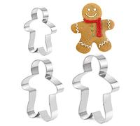 TRIXES Gingerbread Men Cookie Cutters - Stainless Steel, 3-Piece