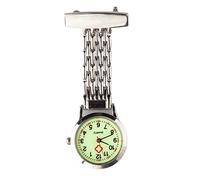 TRIXES Glow in The Dark Nurse Fob Watch with Brooch - Silver Tone