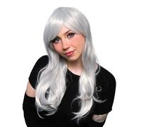 TRIXES Grey/Silver Wig - 20” Long Wavy Hair for Costume Party - Cosplay - Fancy Dress Wig, Fancy Dress Parties Accessories - Stag Do - Hen Do