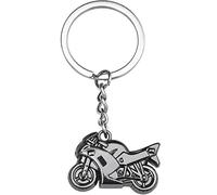 TRIXES Gunmetal Motorcycle Keyring, Metal Motorbike Keychain | Motorbike Pendant with Chain & Split Ring, Racing Fan Gift for Men, Women & Kids, Key Accessory for Keys/Bags