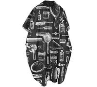 TRIXES Hair Cutting Gown, Professional Hairdressing Apron, Dyeing Styling Aid, Barbers Cape, Patterned Black, Size 110 x 110 CM, For Salons Barbers and Hairdressers