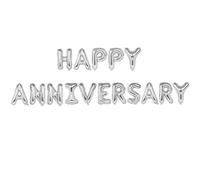 TRIXES Happy Anniversary Balloons - Silver Foil Letters - 16 Inch Large Size - Perfect Party Decoration Supplies for Family Milestone Celebrations and Events