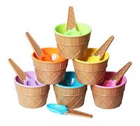 TRIXES Ice Cream/Dessert Bowls & Spoons - Set of 6, Assorted Colours
