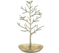 TRIXES Jewellery Tree Stand, Brushed Gold Effect- Display Stand | Hanging Organisation, Vintage Bird Design - Tower Storage, Ideal for Decoration and Gifting