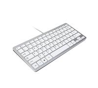 TRIXES Keyboard Mini Wired USB Key Board Slim Silver & White - Plug and Play - Compact and Durable - Suitable for PC, Computer, Apple Mac, Laptop, Windows etc