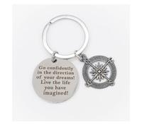 TRIXES Keychain - Go Confidently in The Direction of Your Dreams! - Graduation Gift - Silver
