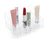 TRIXES Make Up & Skincare Storage Clear, 24 Compartments, Makeup Lipstick Cosmetic Display Stand, Rack Holder, Organiser, Lip Gloss Storage, Organiser Display Stand, Beauty Accessories