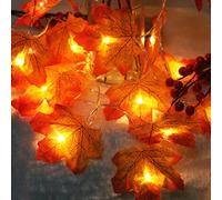 TRIXES Maple Leaf Lights 6 METRES Autumn Fairy Lights 40 Lights - Halloween LED - Decorative Garden Lights - Party Room Décor