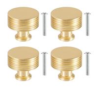 TRIXES Matte Gold Drawer Knobs - 4-Pack Cupboard Handles - 30mm Diameter | Solid Metal Cupboard and Drawer handles - Classic Design - Interior Design Accessory - Ironmongery Essentials - Upcycling