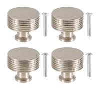 TRIXES Matte Silver Drawer Knobs - 4-Pack - Interior Décor Accessory | Ideal for DIY Projects - Upcycle Kitchen & Bathroom Cabinets, Bedroom, Lounge and Office Furniture - Solid Metal Construction