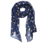 TRIXES Navy Blue & Gold Polka Dot Scarf - Ladies Fashion, Retro Accessory