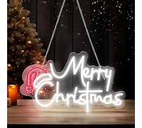 TRIXES Neon Merry Christmas LED Sign 41cm USB Powered | LED Light Up Sign, Indoor Wall Hanging Decoration for Festive Holiday Décor