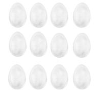 TRIXES Pack of 12 Foam Craft Polystyrene Eggs - 8cm Height White Craft Eggs to Decorate - DIY Arts Crafts Pattern Ornaments for Decorative Display - for Painting Paper Mache- Kids Easter Activity