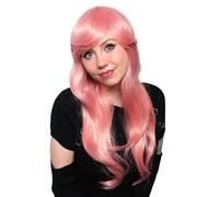 TRIXES Pink Pastel Wig - 20” Long Wavy Hair for Costume Party - Cosplay - Fancy Dress Wig, Fancy Dress Parties Accessories - Stag Do - Hen Do