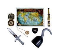 TRIXES Pirate Accessories Dress Up Set - Children's Fancy Dress Set | Hook, Dagger, Eye Patch, Treasure Map, Telescope, Compass and Gold Medallion - Perfect Accessory for Pirate Themed Parties