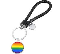 TRIXES Rainbow Bracelet Leather Keyring Loop - Pride Keychain