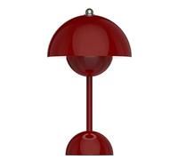 TRIXES Rechargeable Mushroom Table Lamp - Wine Red Bistro Lamp - Cordless with 2000mAh Battery for Longer Use - Fully Dimmable, 3 Light Modes