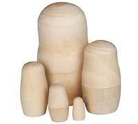 TRIXES Russian Dolls Nesting Eggs x5 Layer Wooden DIY Craft Creative Blank Unpainted - Plain Crafting Nesting Dolls - 5 Sizes