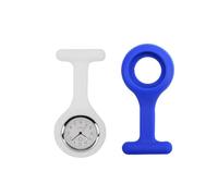 TRIXES Silicone Nurses Fob Watch White with Navy Blue Spare Fob - Workplace Essential for Medical Professionals and Care Workers - Switch Easily Between Machine Washable Fobs - Physios, Vets, Dentists