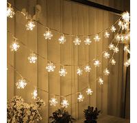 TRIXES Snowflake Lights Christmas Decoration - Indoor Fairy Lights 1.5m 20 Warm White LEDs - Xmas Window Lights - Festive Décor