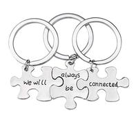 TRIXES We Will Always Be Connected Jigsaw Puzzle Metal Keyring - 3 Way Split -Silver Colour