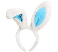 TRIXES White and Blue Bunny Headband - Luxury Plush Rabbit Ears - Fancy Dress Costume Accessory - Easter, Halloween, Dress up, Cosplay, Party, Hen Do