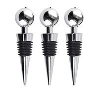 TRIXES Wine & Champagne Bottle Stoppers - Pack of 3 - Chrome Plated | Bottle Sealers with Black Rubber Seal - Kitchen & Bar Accessories - Create Air-Tight Seal to Protect Bottle Contents