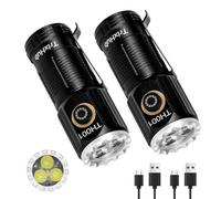 TrixHub Small Rechargeable Flashlight 2-Pack, High Lumens Super Bright USB-C Charge LED Compact Powerful Mini Pocket Clip-on Flash Light Torch for Home Outage Camping Hiking EDC Tactical Waterproof