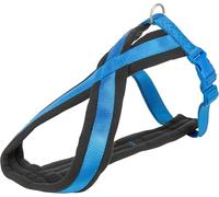 Trixie 20422 Premium Harness L-XL 70-100 cm/ 25 mm Blue | Sporty with comfortable fleece padding - infinitely adjustable for a secure hold, ideal for very large dogs