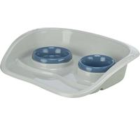 TRIXIE 24721 Plastic Bowl Set, 0.25 l/ø 9 cm & 0.3 l/ø 11 cm/46 × 11 × 30 cm, Grey/Bowls: