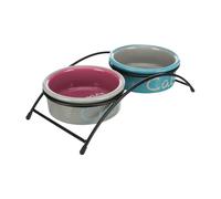 Trixie Cat Grey/Antique Pink/Blue Bowl Set - 2 × 0.3 l/ø 12 cm/26 × 7 × 13 cm - 2pcs