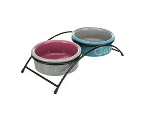 Trixie 24791 Raised Cat Bowl Set with Stand Two-Pack Ceramic Cat Bowls 0.3l/12cm