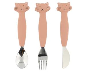 TRIXIE 3-Piece Cutlery Set, Kids Fork, Spoon, Knife, Learning Cutlery