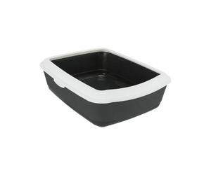 Trixie 40184 Classic Cat Litter Tray with Rim, 37 x 15 x 47 cm, Dark Grey/White