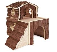 Trixie 2 Storey Bjork House Hamster Guinea Pig Hide House with Ramp Natural Wood