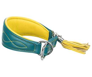 TRIXIE Active Comfort Greyhound Collar Size S: Neck Circumference 27-35 cm/55 mm in Petrol - Extra Wide Dog Collar for Small Dogs, Protects the Throat Area, Lined, 18967