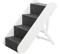 Trixie Adjustable 4-Step Pet Stairs, Foldable Carpet Tread Pet Steps, White | Adjustable Heights, Non-Slip Carpet Treads, For Dogs and Cats to Reach Beds and Couches, Easy to Store