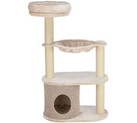 TRIXIE Alessia 44473 Cat Scratching Post 114 cm in Light Grey/Sand - Multi-Tier Cat Tree with Many Scratching and Play Options as well as Retreats -