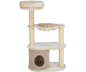 TRIXIE Alessia 44473 Cat Scratching Post 114 cm in Light Grey/Sand - Multi-Tier Cat Tree with Many Scratching and Play Options as well as Retreats - Cosy and Stable