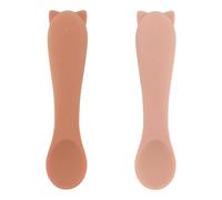 Trixie Baby First Baby Spoons, Set of 2, Silicone, Easy-Grip, Soft, Food-Safe, Dishwasher-Safe, Animal Motif: Mrs Cat