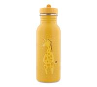 Trixie Baby stainless steel drinking bottle, 350ml/500ml, leak-proof, with carrying cord, slim design for little hands, shatterproof, from 3 years (Mr. Giraffe, 500ml)