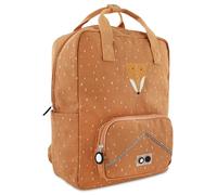 Trixie Backpack Large Kids School Bag with Chest Strap - Mr. Fox | Fits A4 books and folders. Adjustable straps and chest strap. Water-repellent fabric. Front and side pockets.