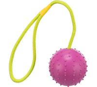 Trixie ball on rope, natural rubber, ø 7/30 cm, pink/lime, dog toy, fetch, tug-of-war