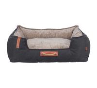Trixie BE Nordic Föhr Dog Basket 80 x 60 cm Black/Sand - Rectangular Basket for Small & Large Dogs - Comfortable Basket with Practical Handle - Soft & Washable